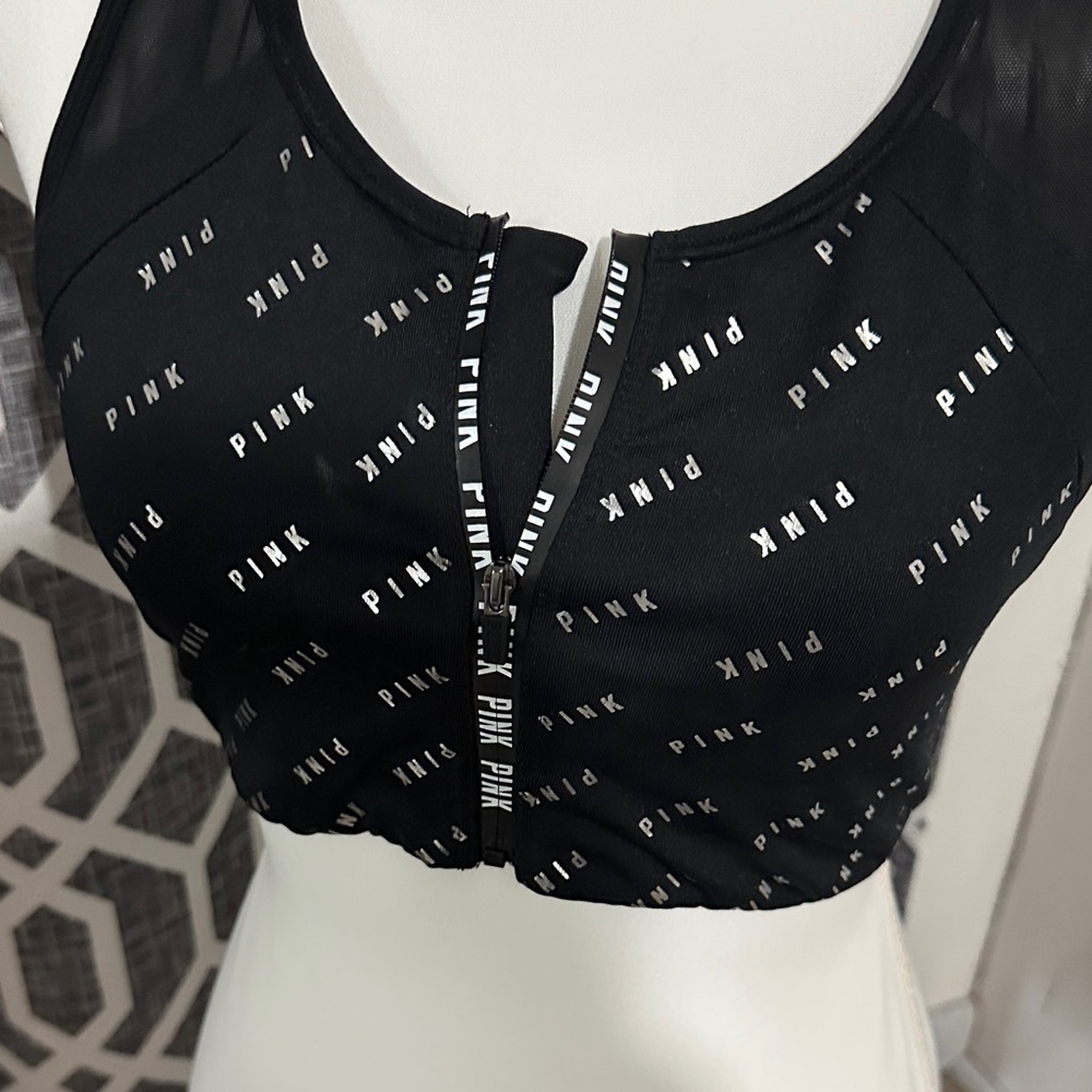 Victoria's Secret Black Mesh Sports Bra PINK